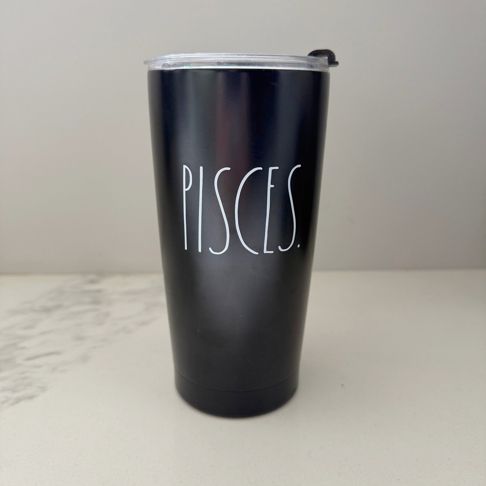 Rae Dunn Pisces Zodiac Constellation Stainless Steel Tumbler Matte Black 17oz